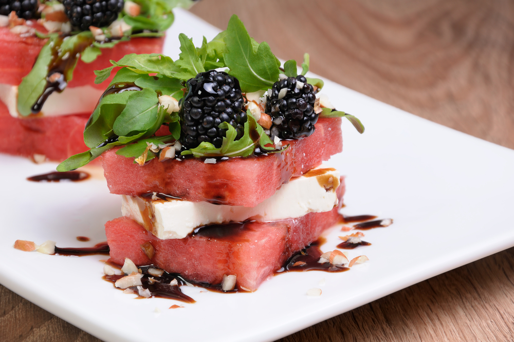 Grilled Watermelon Feta Stacked Salads - Fresh On The Menu Recipe